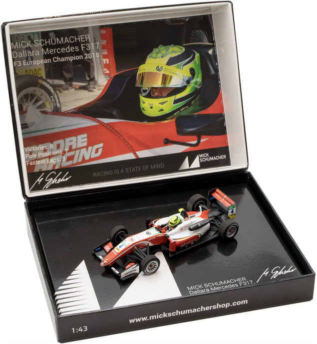 DALLARA F3 F317 MERCEDES TEAM PREMA THEODORE RACING N 4 SEASON MICK SCHUMACHER 2018 FORMULA3 CHAMPION RED WHITE 1:43