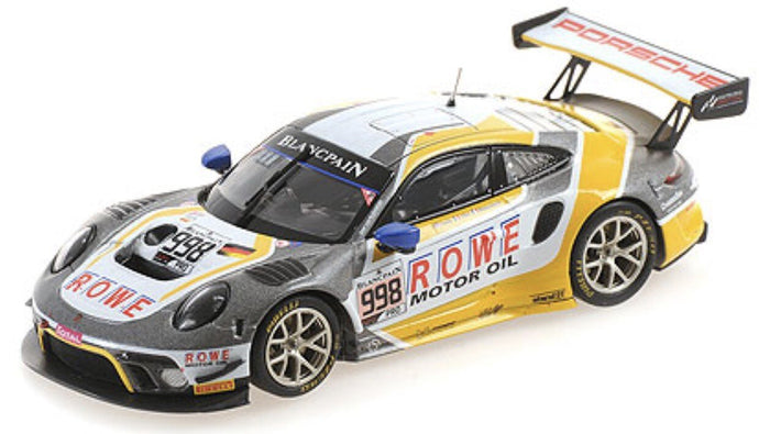 PORSCHE 911 991-2 GT3 R TEAM ROWE RACING N 998 2nd 24h SPA 2019 F.MAKOWIECKI - P.PILET - N.TANDY GREY WHITE YELLOW 1:43