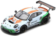 Indlæs billede til gallerivisning Porsche GT3 R GPX RACING #12 'THE DIAMOND' lys blå/orange 1:43