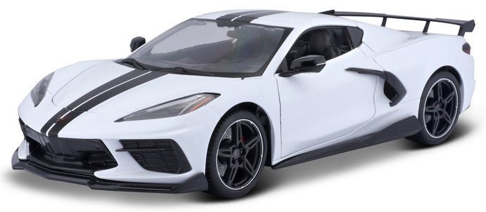 CHEVROLET CORVETTE STINGRAY (HIGH WING) 2020 hvid/sort 1:18