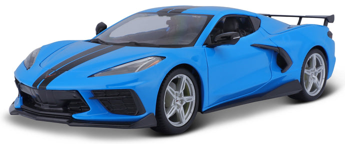 CHEVROLET CORVETTE STINGRAY (HIGH WING) 2020 lys blå/sort 1:18