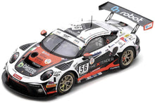 Indlæs billede til gallerivisning Porsche 911 GT3 R #56 DE LEENER/PEDERSEN/RIZZOLI/SBIRRAZZUOLI 24H SPA 2020 hvid/sort/rød 1:43