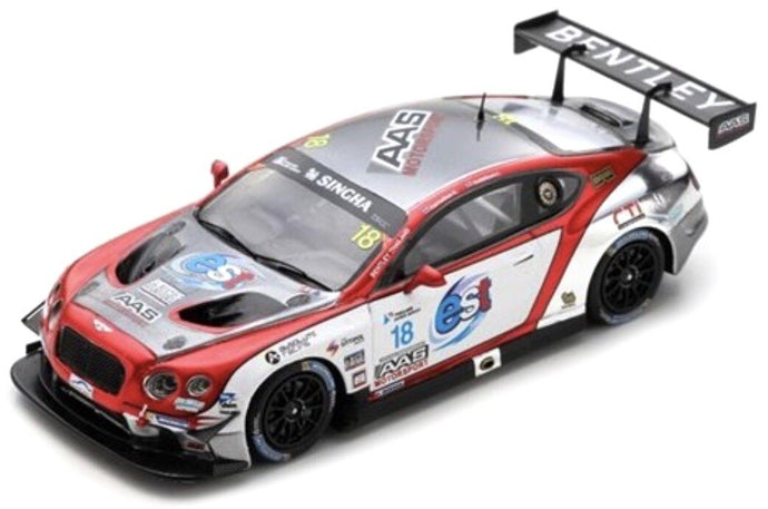 Bentley CONTINENTAL GT3 #18 VUTTHIKORN/KANTADHEE THAILAND SUPER SERIES 2018 hvid/sølv/rød 1:43