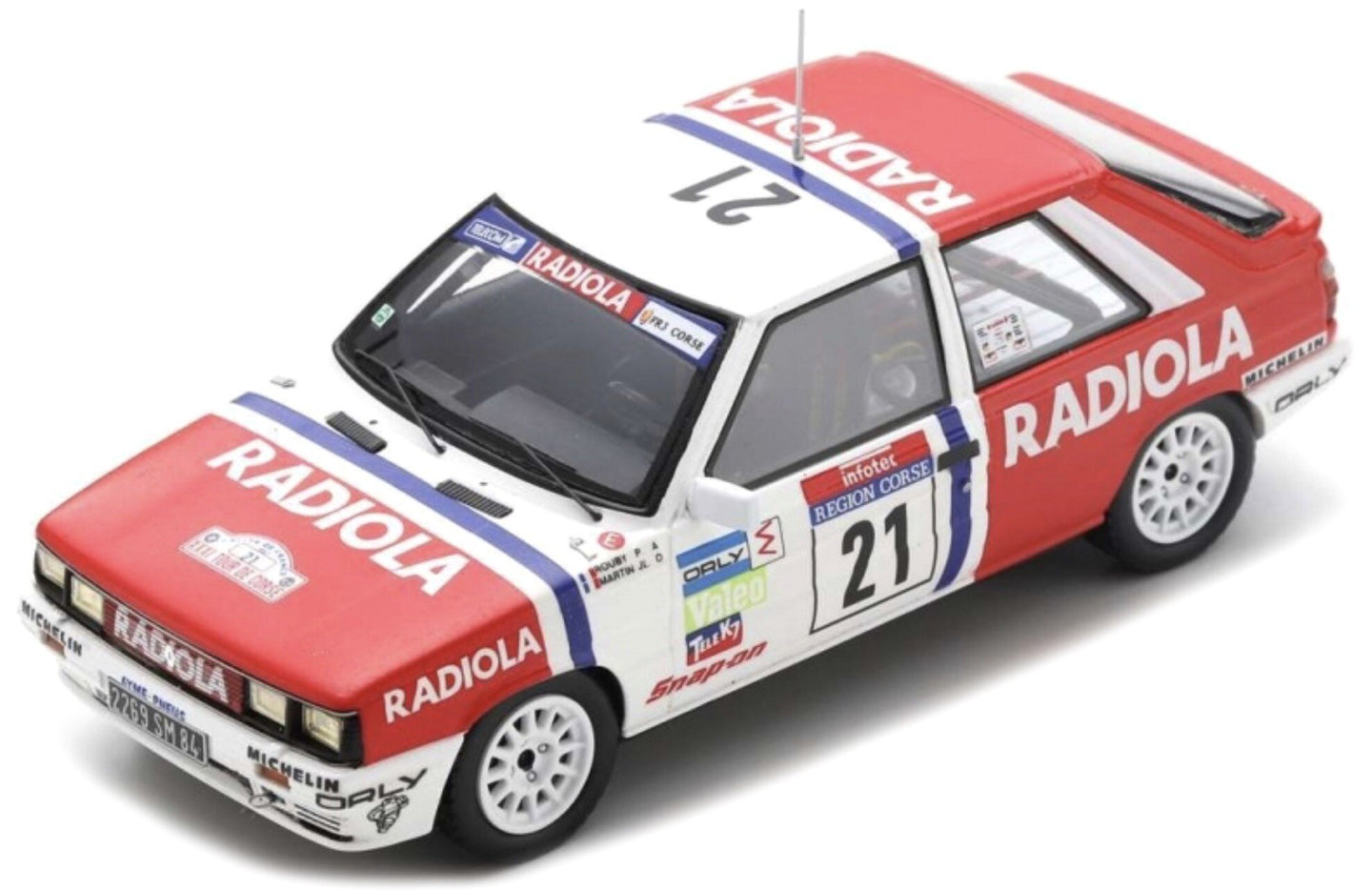 Renault 11 TURBO #21 ROUBY/MARTIN TOUR DE CORSE 1987 rød/hvid/blå 1:43