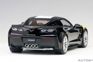 1/18 Chevrolet Corvette C7 Grand Sport, black/white stripes and yellowfender hash marks 1:18