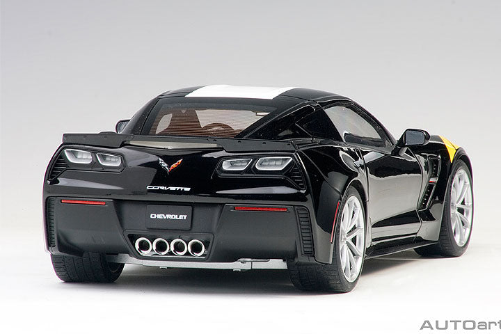1/18 Chevrolet Corvette C7 Grand Sport, black/white stripes and yellowfender hash marks 1:18