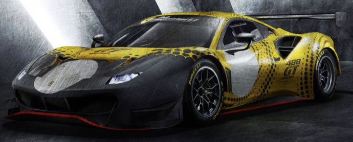 FERRARI 488 GT MODIFICATA CLUB COMPETIZIONI GT 2020 WITH SHOWCASE YELLOW GLOSS GREY 1:18