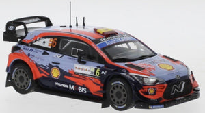 Hyundai i2 COUPE #6 SORDO/DEL BARRIO WRC RALLY SARDINIEN 2020 blå/rød 1:43
