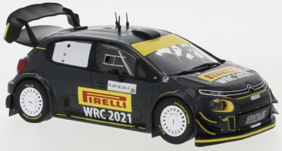 Citroen C3 #21 SOLBERG/MIKKELSEN WRC RALLY SARDINIEN 2020 mørk grå/gul 1:43