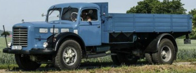 SKODA 706 R FLATBED PLATFORM TRAILER BLUE/BLACK 1:43
