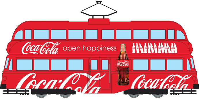 BLACKPOOL DECKER DOUBLE TRAM AUTOBUS COCA-COLA OPEN HAPPINESS 1934 RED WHITE 1:76