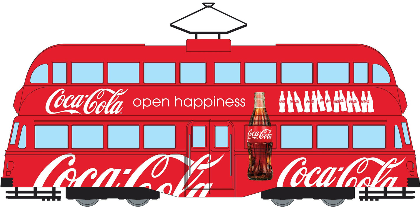 BLACKPOOL DECKER DOUBLE TRAM AUTOBUS COCA-COLA OPEN HAPPINESS 1934 RED WHITE 1:76