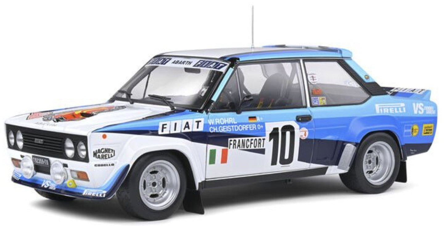 FIAT 131 ABARTH TEAM FIAT ITALIA (night version) N 10 WINNER RALLY MONTECARLO 1980 WALTER ROHRL - CHRISTIAN GEISTDORFER WHITE 2 TONE BLUE 1:18