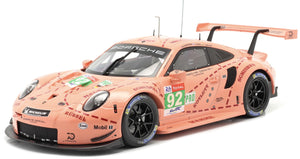 PORSCHE 911 991 RSR TEAM PORSCHE GT N 92 WINNER LMGTE PRO PINK PIG TRIBUTE 24h LE MANS 2018 MICHEAL CHRISTENSEN - KEVIN ESTRE - LAURENS VANTHOOR PINK 1:18
