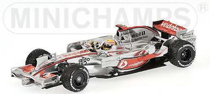 McLAREN F1 MP4/23 TEAM VODAFONE McLAREN MERCEDES N 22 WORLD CHAMPION SEASON 2008 LEWIS HAMILTON SILVER RED 1:43