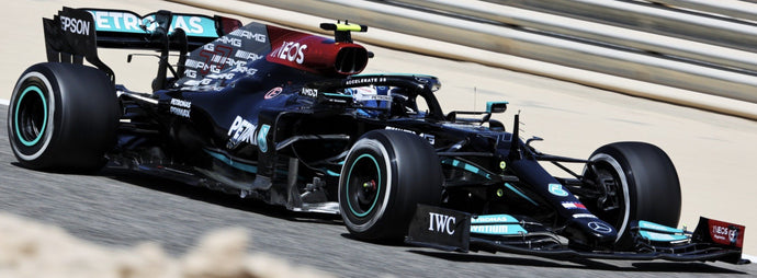 MERCEDES-AMG PETRONAS FORMULA ONE TEAM W12 E PERFORMANCE #77 VALTTERI BOTTAS BAHRAIN GP 2021 sort/turkis 1:43