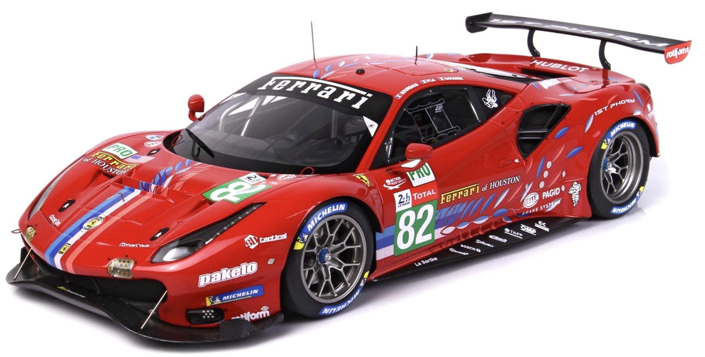 FERRARI 488 GTE EVO 3.9L TURBO V8 TEAM RISI N 82 LMGTE PRO CLASS 24h LE MANS 2020 S.BOURDAIS - J.GOUNON - O.PLA RED 1:43