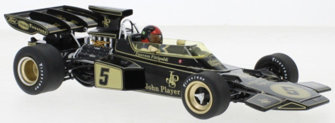 Lotus 72D F1 #5 E.FITTIPALDI GP SPAIN 1972 sort/guld 1:18