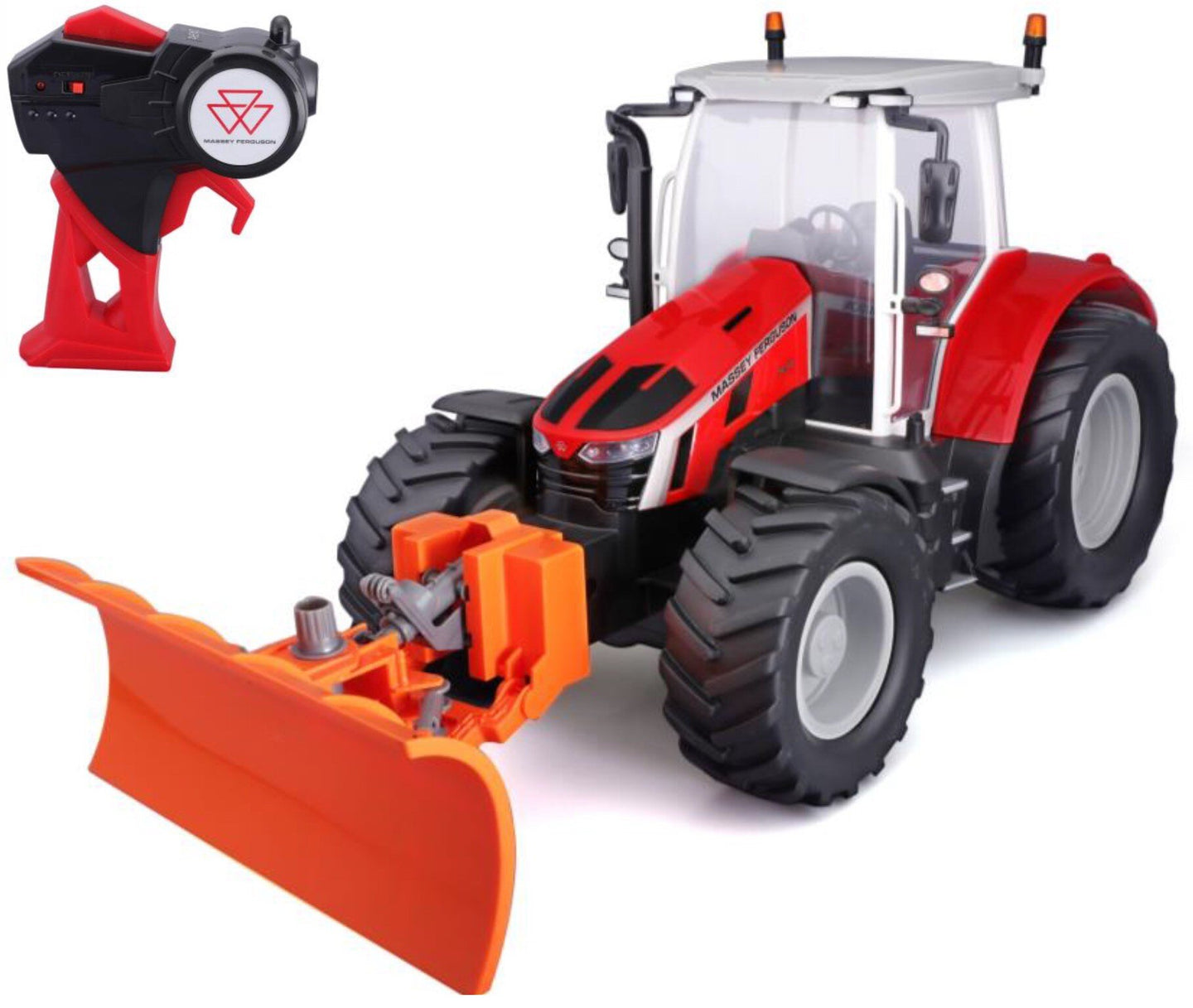 Massey Ferguson 5S.145 TRACTOR SERIES 7 WITH SNOW PLOW - 2.4 GHz RADIO CONTROLE (w/o batteries) rød/grå 1:16