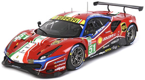 FERRARI 488 GTE EVO 3.9L TURBO V8 TEAM AF CORSE N 51 2nd LMGTE PRO CLASS 24h LE MANS 2020 J.CALADO - A.PIER GUIDI - S.SERRA WITH SHOWCASE RED WHITE BLUE 1:43