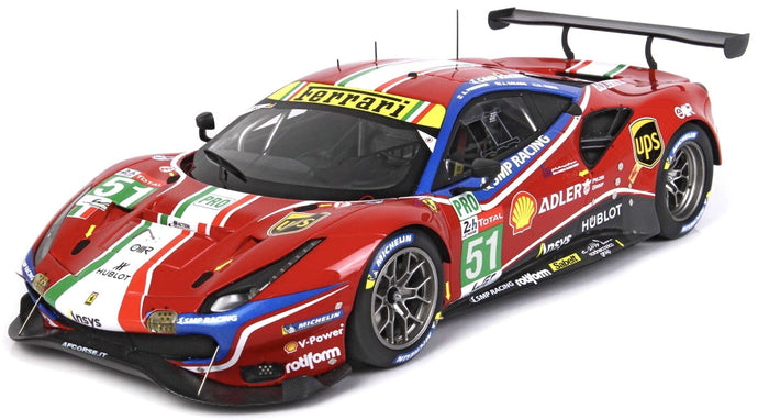 FERRARI 488 GTE EVO 3.9L TURBO V8 TEAM AF CORSE N 51 2nd LMGTE PRO CLASS 24h LE MANS 2020 J.CALADO - A.PIER GUIDI - S.SERRA WITH SHOWCASE RED WHITE BLUE 1:43