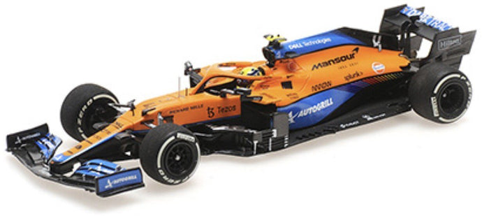 McLAREN F1 MCL35L TEAM MCLAREN N 4 FRENCH GP 2021 LANDO NORRIS ORANGE LIGHT BLUE 1:43