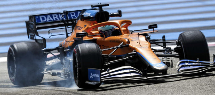 McLAREN F1 MCL35L TEAM MCLAREN N 3 FRENCH GP 2021 DANIEL RICCIARDO ORANGE LIGHT BLUE 1:43