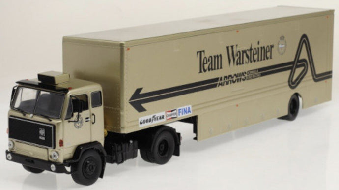 Volvo F89 RACETRANSPORT 'TEAM WARSTEINER ARROWS' guld/sort 1:43