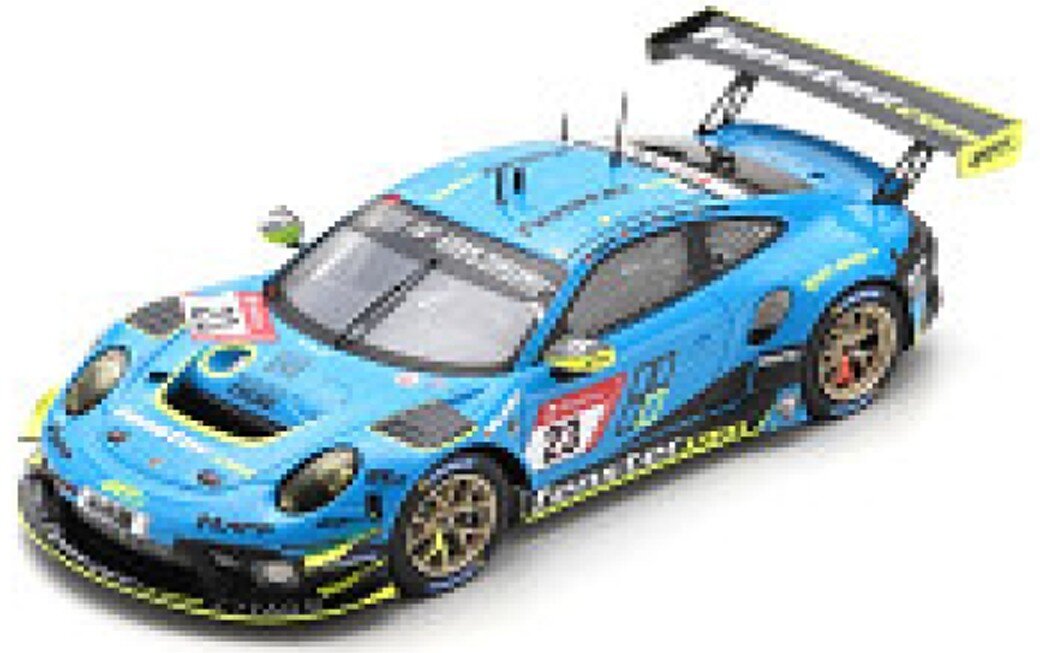 Porsche 911 GT3 R #23 AUST/MENZEL/SEEFRIED 24H NURBURGRING 2021 blå/gul 1:43