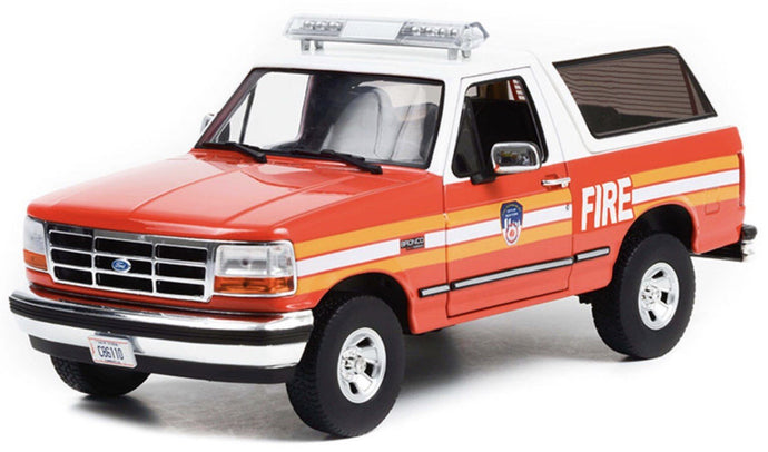 Ford BRONCO 'FDNY THE OFFICIAL FIRE DEPARTMENT CITY OF NEW YORK' 1996 rød/hvid/orange 1:18