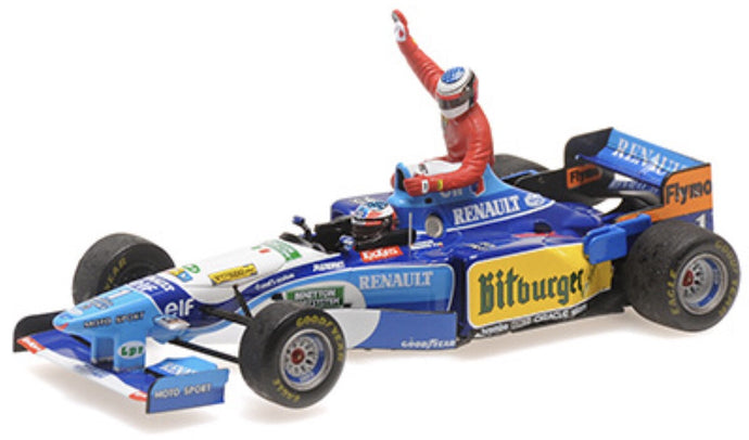 BENETTON RENAULT B195 #1 MICHAEL SCHUMACHER CANADIAN GP 1995 (W/FIGURINE ALESI) blå/hvid/gul 1:43