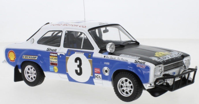 FORD ENGLAND ESCORT MKI RS 1600 (night version) N 3 RALLY SAFARI 1973 V.PRESTON - B.SMITH WHITE BLUE BLACK 1:18