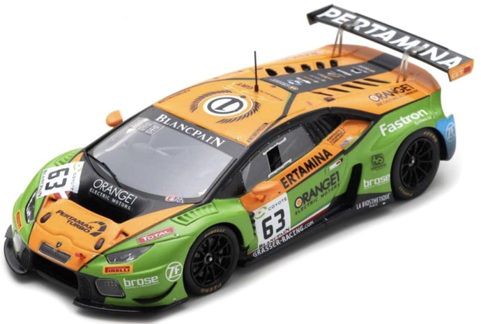 Lamborghini HURACAN GT3 #63 CALDARELLI/ENGELHART/BORTOLOTTI 24H SPA 2018 orange/grøn 1:43