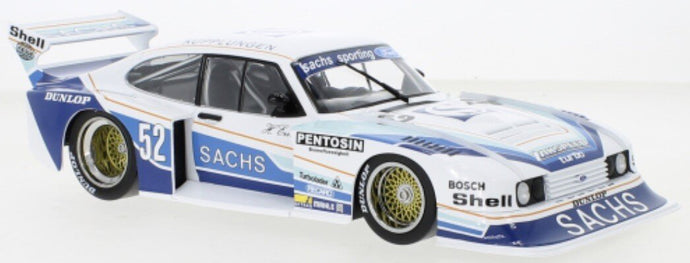 FORD ENGLAND CAPRI TURBO Gr.5 TEAM SACHA N 52 DRM ZOLDER 1979 H.HEYER WHITE 2 TONE BLUE 1:18