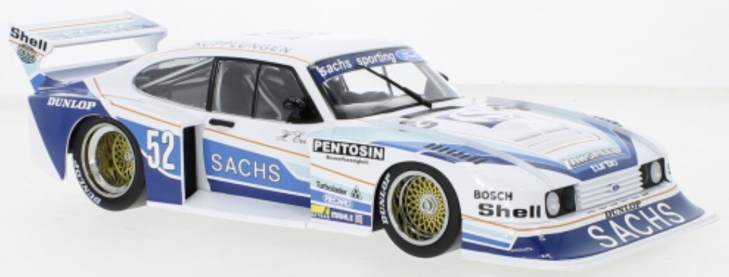 FORD ENGLAND CAPRI TURBO Gr.5 TEAM SACHA N 52 DRM ZOLDER 1979 H.HEYER WHITE 2 TONE BLUE 1:18