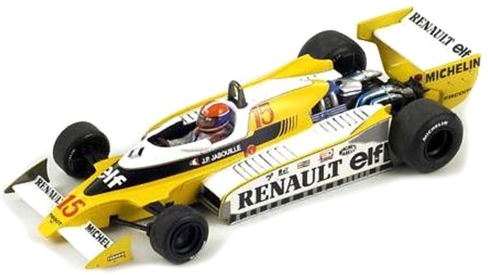 RENAULT F1 RS11 N 15 WINNER FRANCE GP 1979 J.P.JABOUILLE WITH SHOWCASE - SPECIAL BOX YELLOW WHITE 1:18