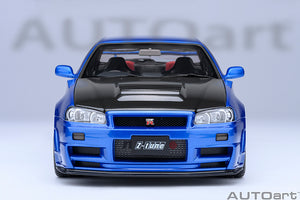NISSAN SKYLINE GT-R (R34) Z-TUNE 2002 BAYSIDE BLUE CARBON 1:18