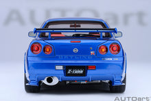 Indlæs billede til gallerivisning 1/18 2005 Nissan Skyline GT-R (R34) Nismo Z-Tune, bayside blue with carbon bonnet 1:18
