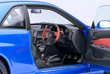 Indlæs billede til gallerivisning 1/18 2005 Nissan Skyline GT-R (R34) Nismo Z-Tune, bayside blue with carbon bonnet 1:18