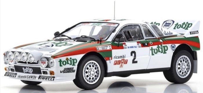 LANCIA 037 TOTIP RALLY SAN MARINO 1984 A.VUDAFIERI - L.PIROLLO WHITE ORANGE GREEN 1:18