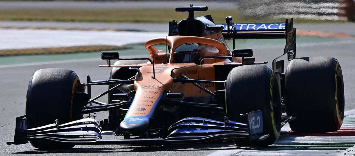 McLAREN F1 MCL35L TEAM MCLAREN N 3 WINNER ITALY GP 2021 DANIEL RICCIARDO ORANGE LIGHT BLUE 1:43