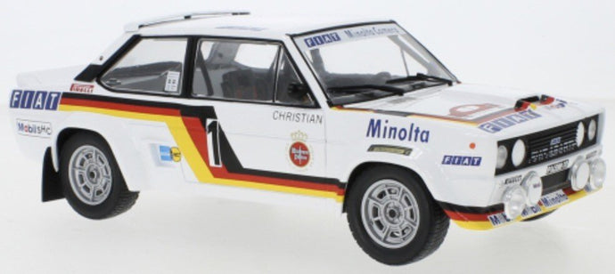 Fiat 131 ABARTH #1 ROHRL/GEISTDORFER RALLY HUNSRUCK 1979 hvid/gul/rød 1:18