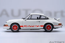 Indlæs billede til gallerivisning 1/18 Porsche 911 Carerra 2.7 RS, Grandprix white with red stripes 1:18