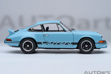 Indlæs billede til gallerivisning 1/18 Porsche 911 Carerra 2.7 RS, Gulf blue with black stripes 1:18
