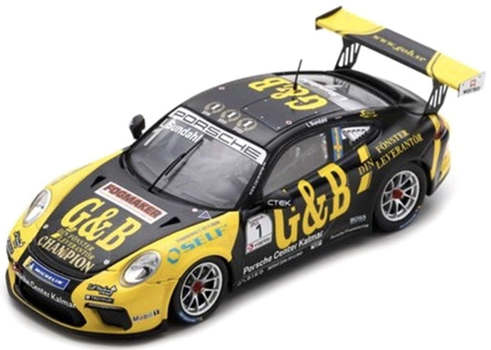 PORSCHE 911 991-2 GT3 CUP N 1 PORSCHE CARRERA CUP SCANDINAVIE CHAMPION 2020 L.SUNDAHL BLACK YELLOW 1:43