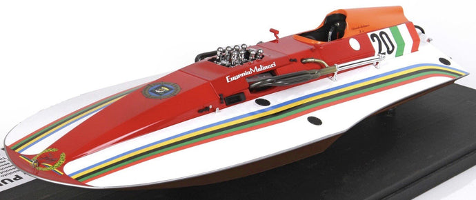 MOLINARI OFFSHORE MOTOSCAFO 4 PUNTI N 20 EDOARDO MOLINARI WINNER GIRO DEL LARIO - MEETING DI CIPRO - RAID PAVIA-VENEZIA - GIRO DEL GARDA - GINEVRA-EVIAN - F1 ENTROBORDO WORLD CHAMPION 1980 RED WHITE ORANGE 1:18