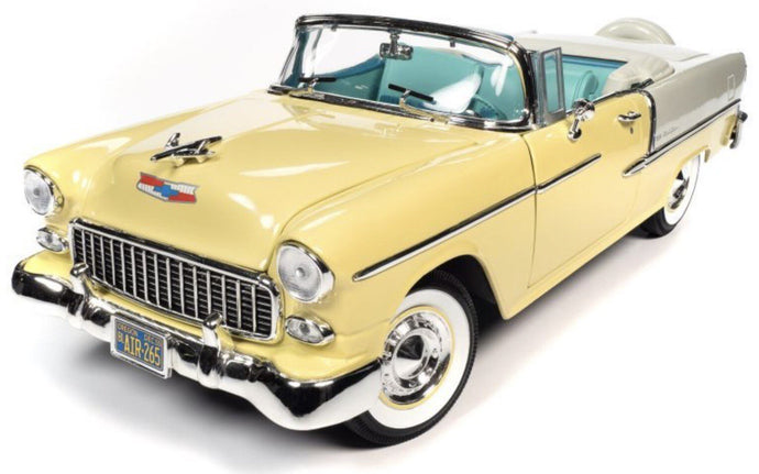 Chevrolet BEL AIR CONVERTIBLE 1955 lys gul/elfenben 1:18