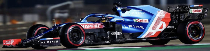 ALPINE F1 A521 RENAULT E-TECH 20B TEAM ALPINE N 14 3rd QATAR GP 2021 FERNANDO ALONSO BLUE MET RED WHITE 1:43