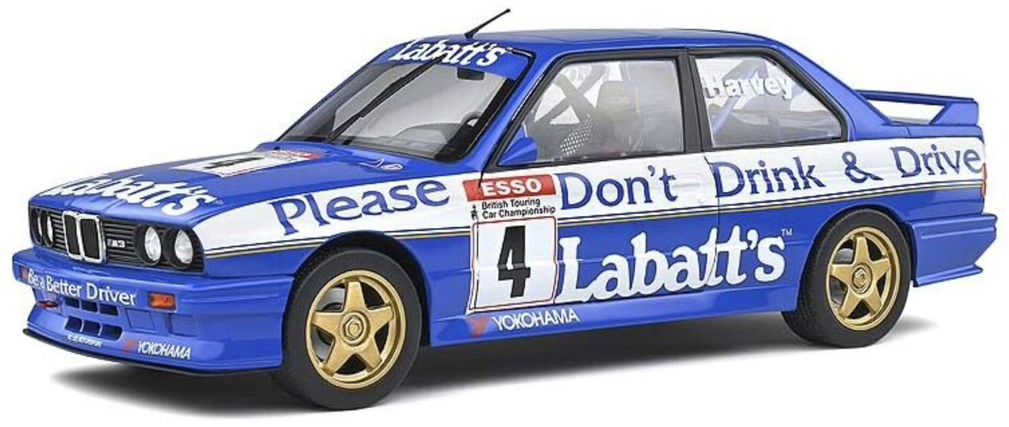 BMW 3-SERIES M3 E30 TEAM LABATT'S N 4 SEASON BTCC 1991 T.HARVEY BLUE WHITE 1:18