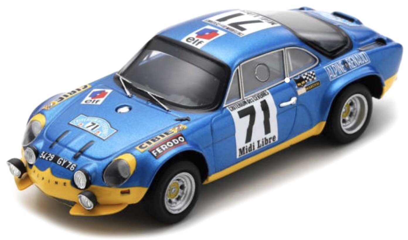 Alpine A110 #71 DARNICHE/MAHE VAINQUEUR CRITERIUM DES CEVENNES 1971 blå/gul 1:43